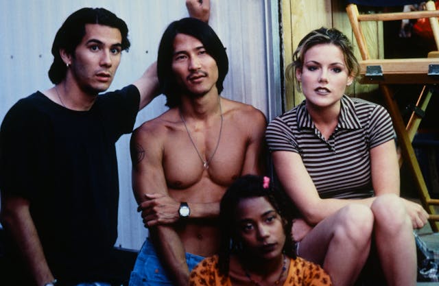 Teenage Dreams & Nightmares: James Duvall, Gregg Araki, Kathleen Robertson, and Rached True during the shooting of "Nowhere" / Photo courtesy of Strand Releasing.