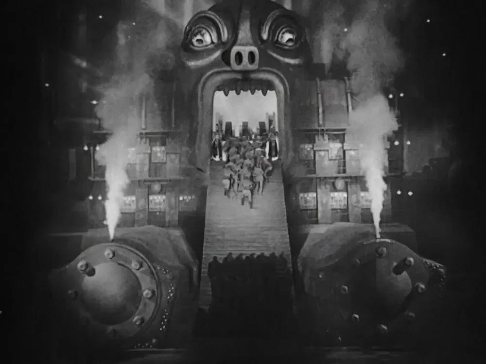 This Machine Eats Men: Freder hallucinates that the machine that keeps "Metropolis" going takes human sacrifices. / Photo courtesy of Entertain Me Publishing LTD.