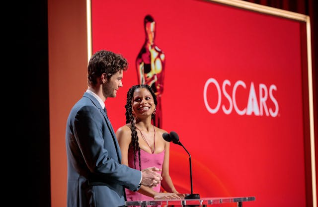 Animated hosts Jack Quaid and Zazie Beetz bring good news on the 96th Oscar nominations announcement. / Photo courtesy of © 2022 Academy of Motion Picture Arts and Sciences.