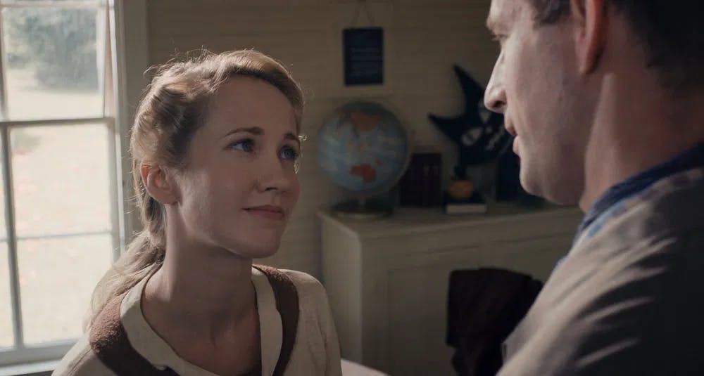 Ms. Peg, we hardly recognized you!: Anna Camp goes to the dark side in "Brave New Jersey." / Still photo courtesy of The Shot Clock.