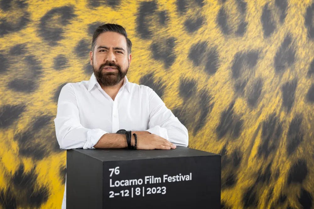 Mauricio Calderón Rico, director of "All The Fires," at the 2023 Locarno Film Festival. / Photo courtesy of Daniel Loustaunau and Colectivo Colmena.
