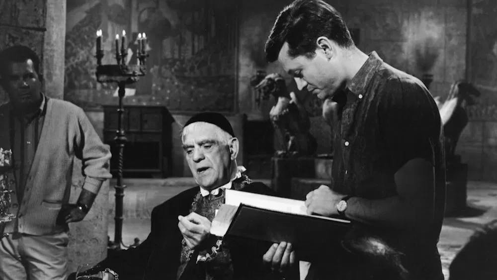 Corman directs Boris Karloff in "The Raven," one in a string of literate horror movies that made the filmmaker a box-office success. / Photo courtesy of Porter+Craig.