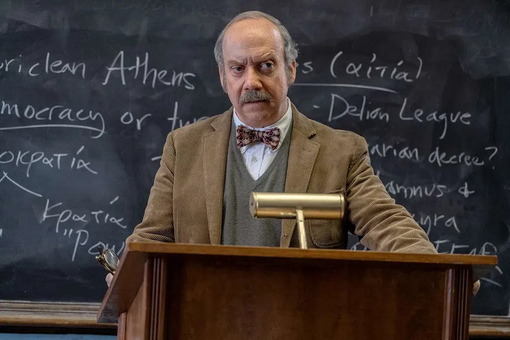 To Sir, with passive-aggressive put-downs: Giamatti imparts life lessons in "The Holdovers" / Photo by Seacia Pavao, courtesy of Focus Features.