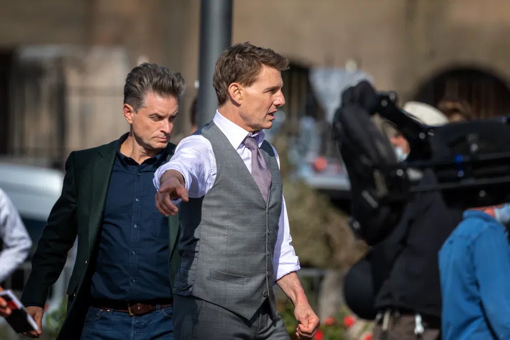 Shea Whigham and Tom Cruise shooting "Mission: Impossible - Dead Reckoning" / Photo courtesy of Dreamstime.