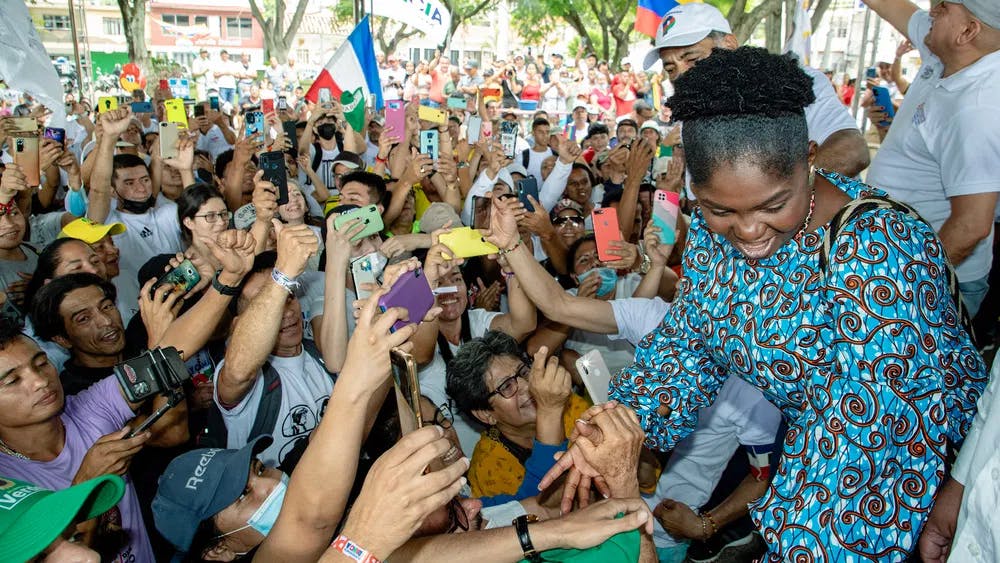 Afro-Colombian human rights activist turned vice president Francia Marquez, on the campaign trail in "Igualada" / Photo by Darwin Torres, courtesy of Sundance Institute.