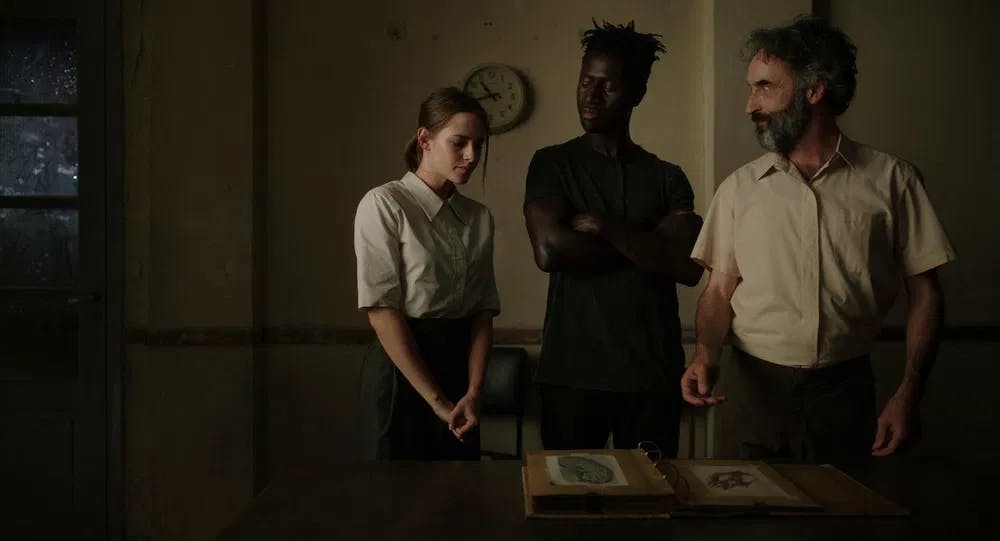 Apparatchiks and fans: Stewart, Bungué and McKellar defend the party line in Crimes of the Future / Photo: Nikos Nikolopoulos ©Serendipity Point Films 2021