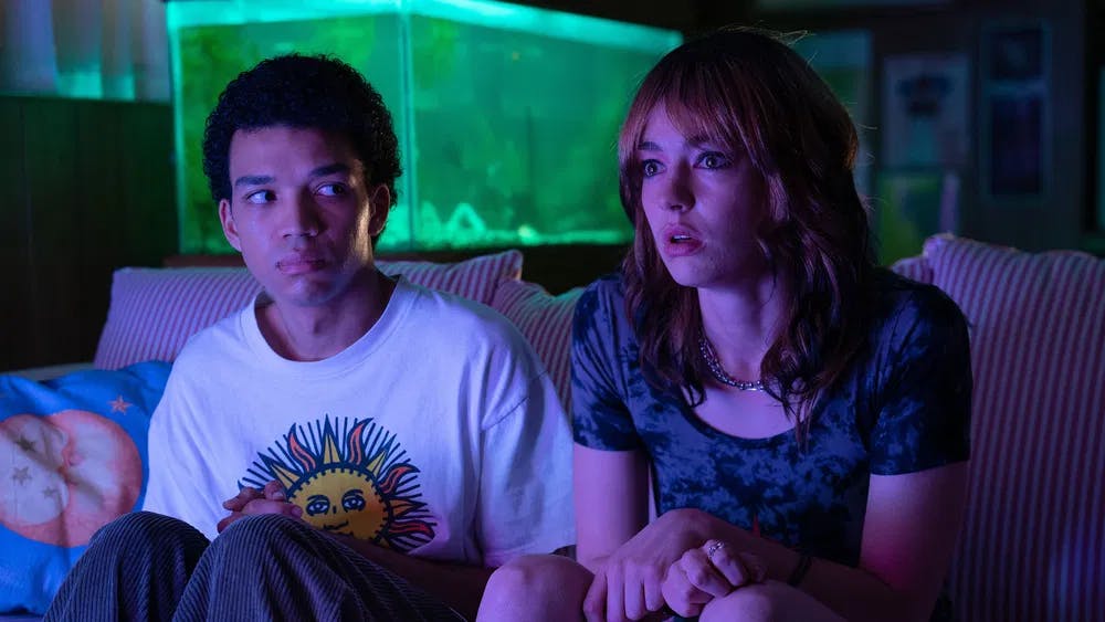 Justice Smith and Brigette Lundy-Paine just saw Fred Durst on-screen in "I Saw the TV Glow." Why else would they be so creeped out? / Photo courtesy of Sundance Institute.