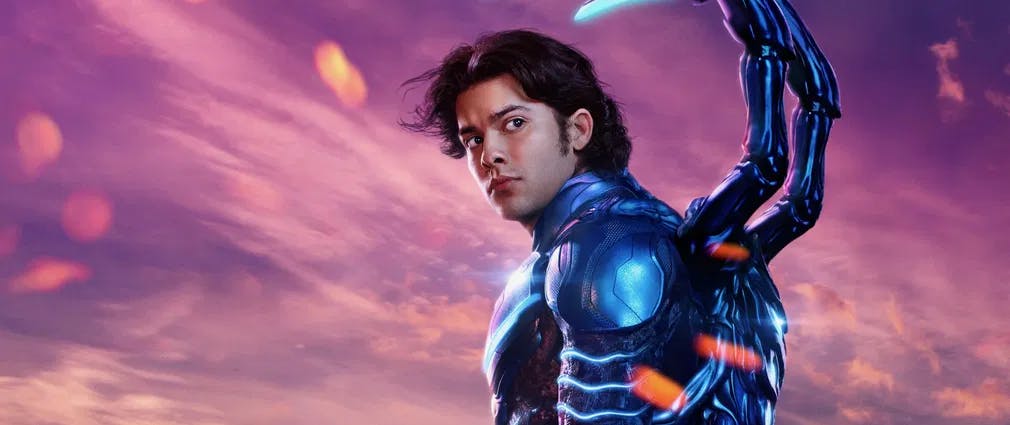 Xolo Maridueña faces the fight of his life in "Blue Beetle" / Photo courtesy of Warner Bros. Pictures.